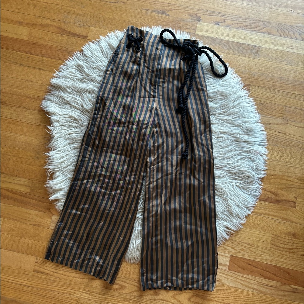 House of Harlow x Revolve Emeric Culotte - black and gold stripes, braided ties